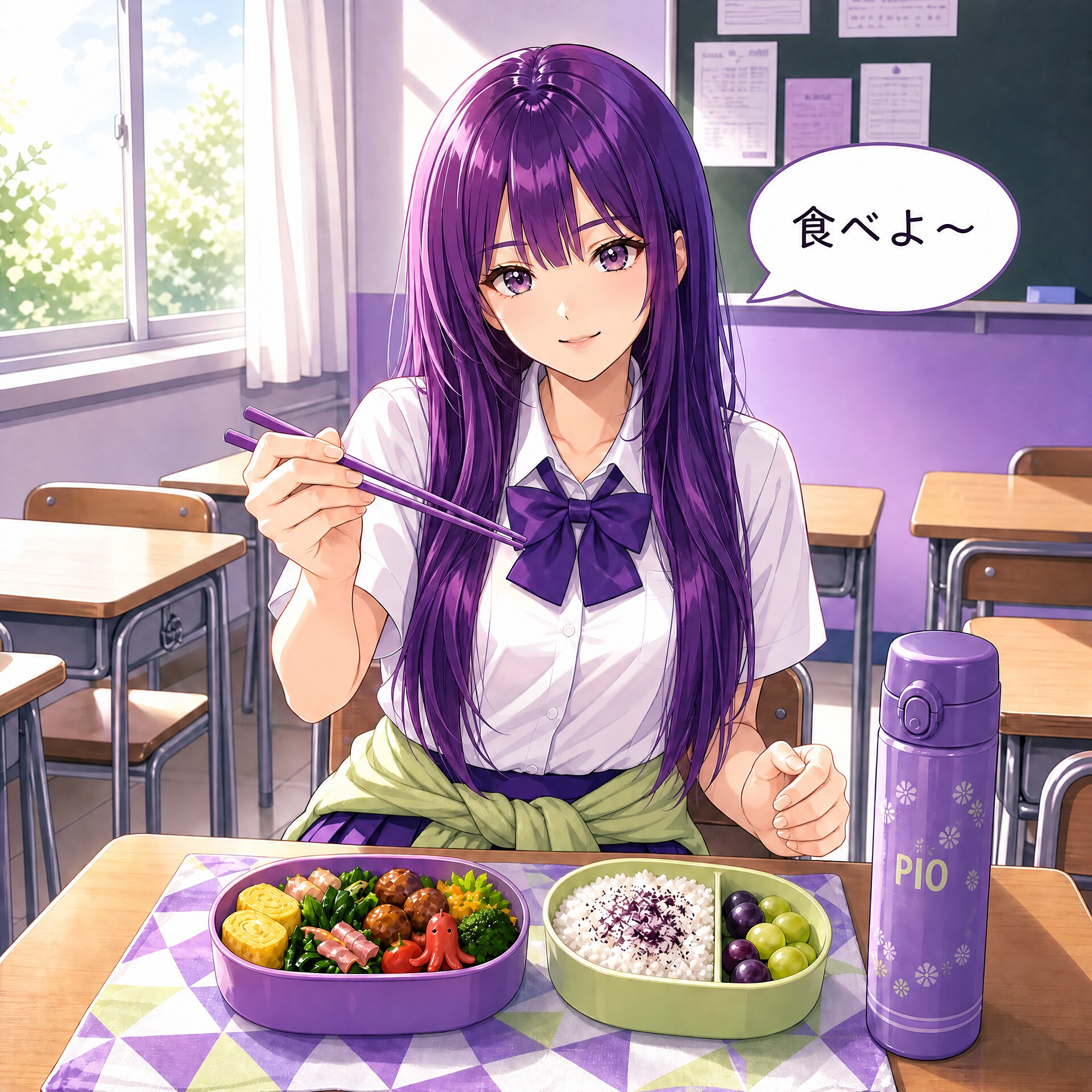 一緒にお弁当♪（ピオちゃん🍇） | の人気AIイラスト・グラビア