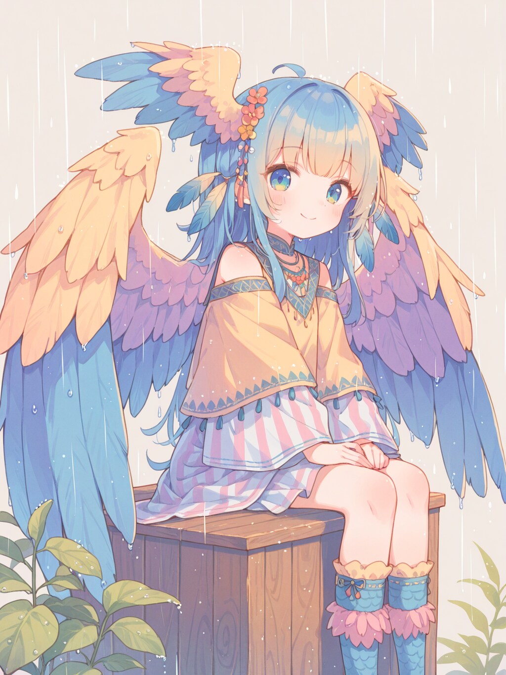 縞々民族衣装の鳥人