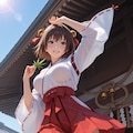 晴天に喜ぶ巫女さん 2枚目