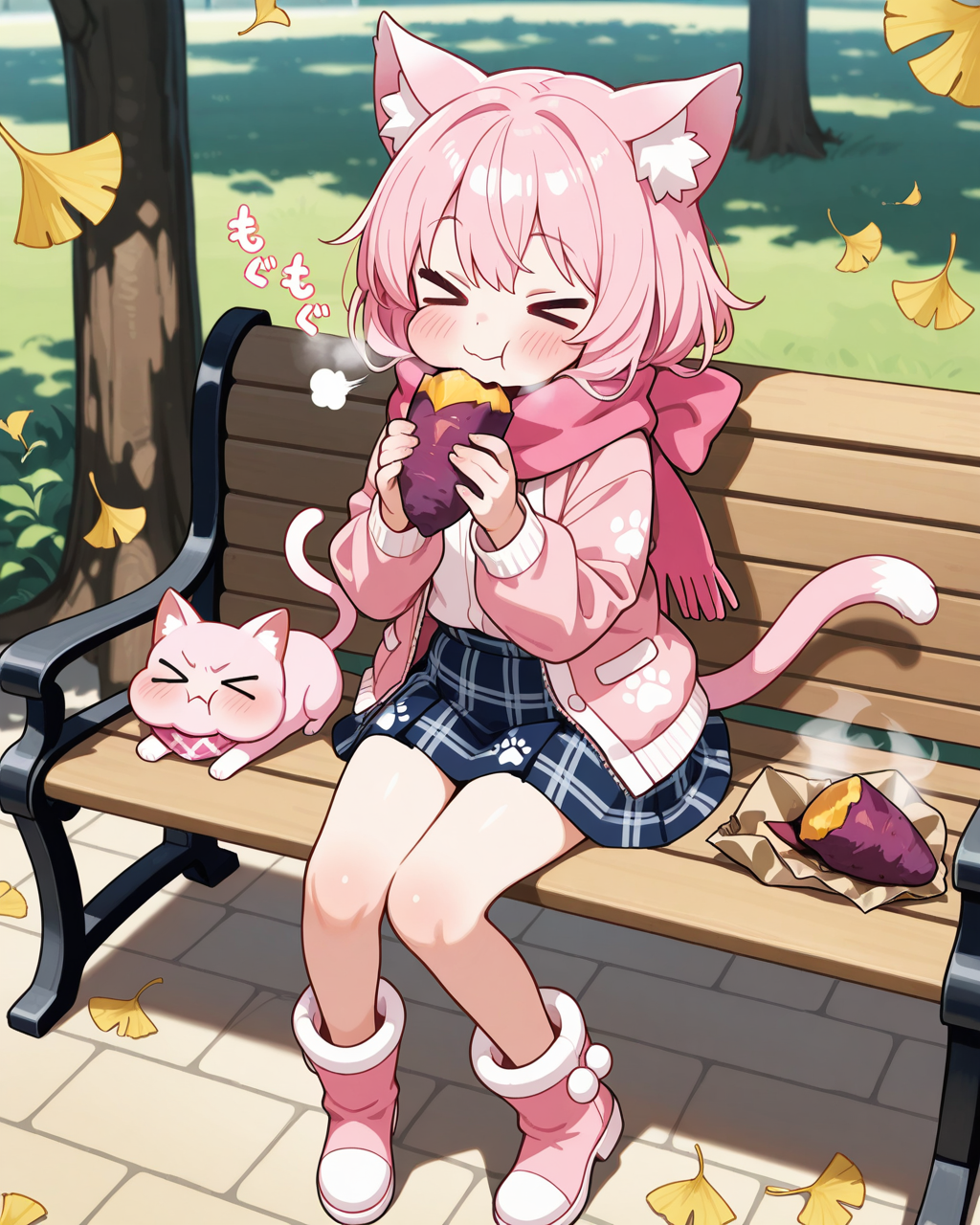 焼き芋を頬張るねこ！！