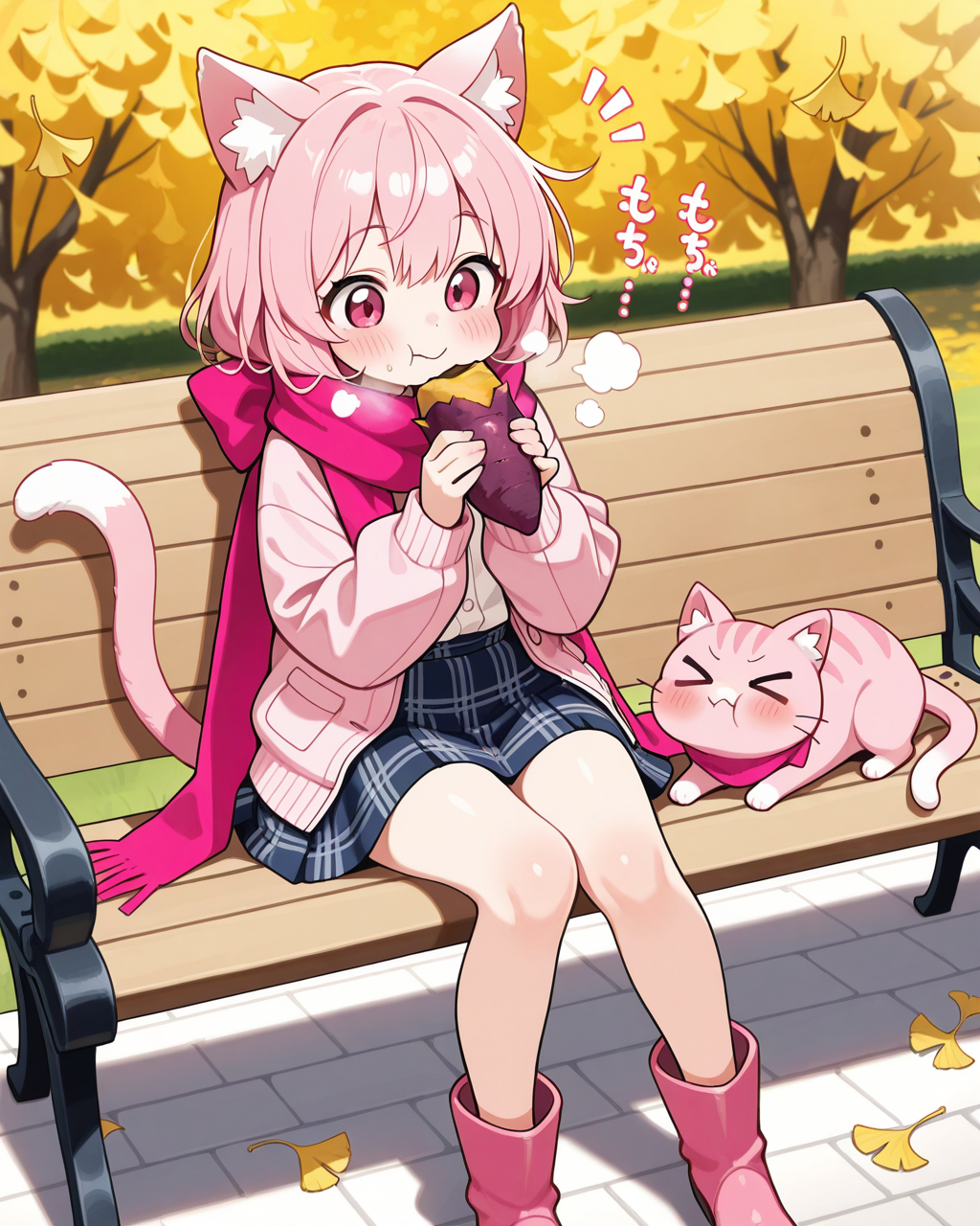 焼き芋を頬張るねこ！！