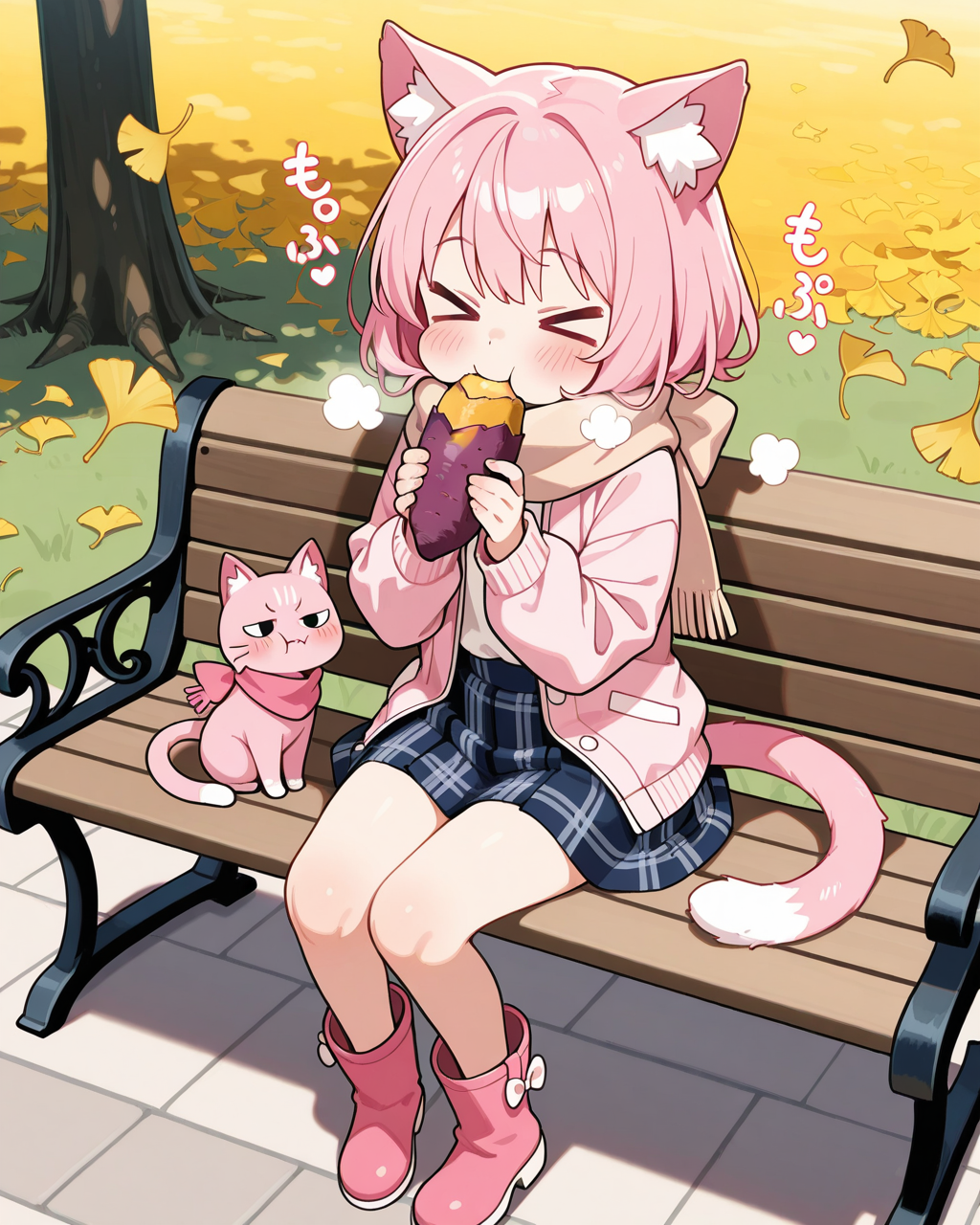 焼き芋を頬張るねこ！！