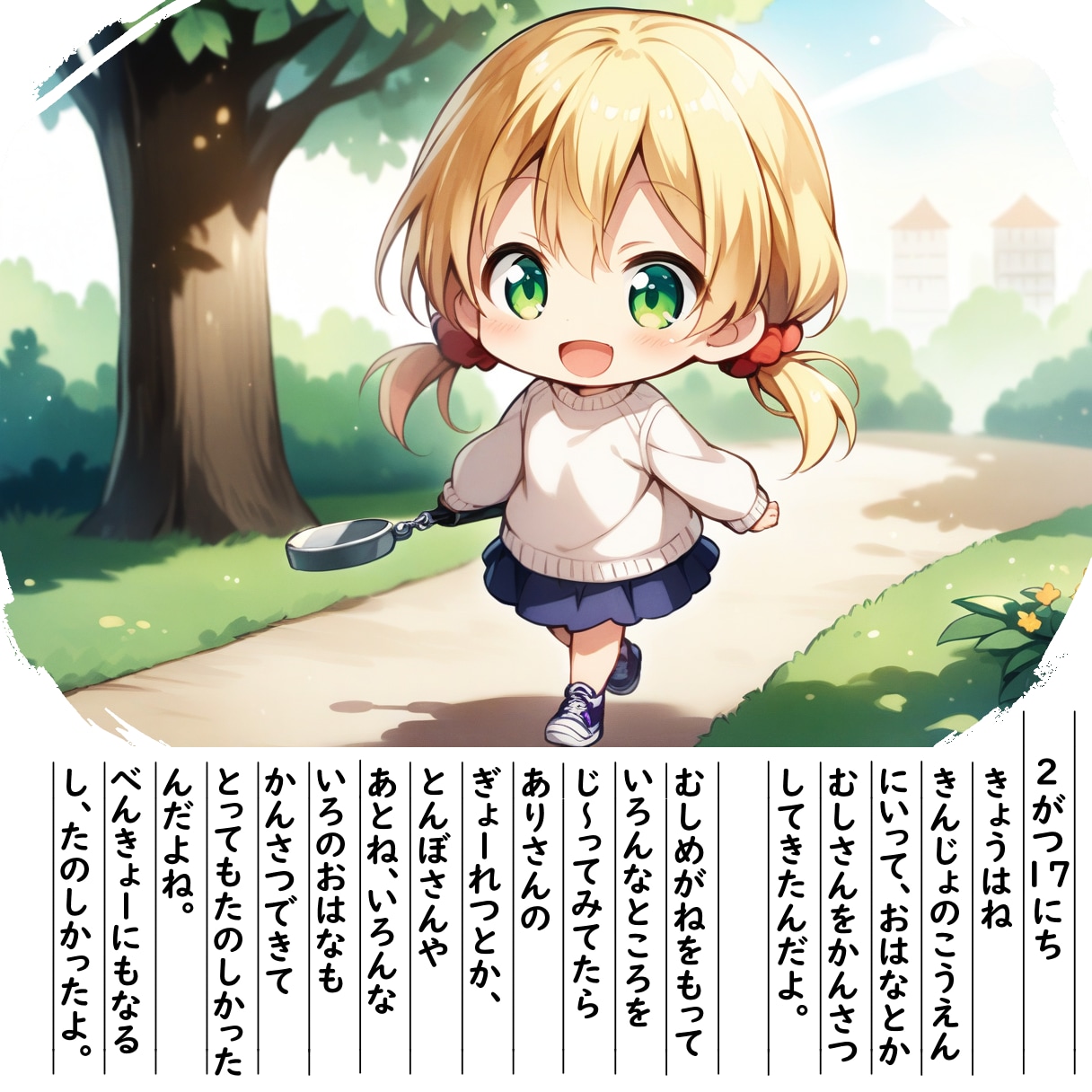 【絵日記】むしめがねでいろいろみてみたよ | の人気AIイラスト・グラビア