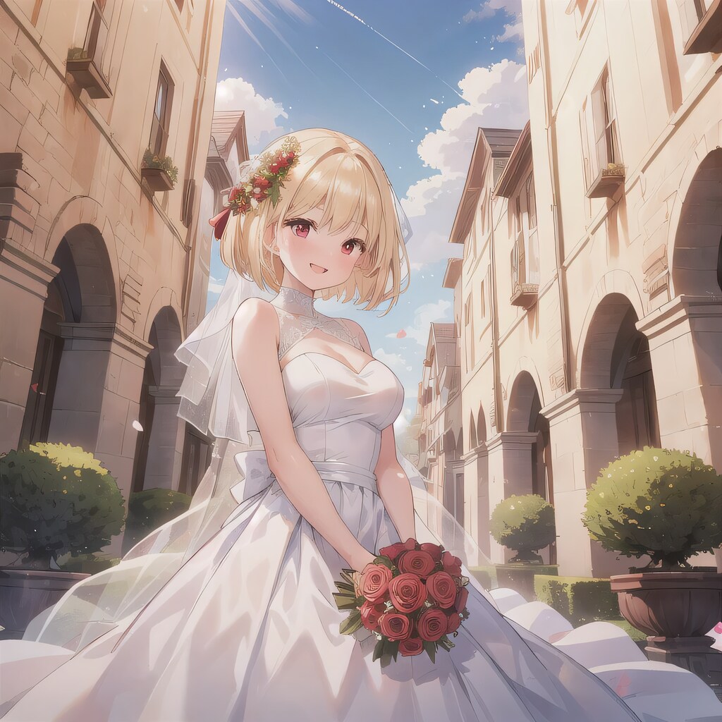 金髪ボブでウェディングドレスの少女５