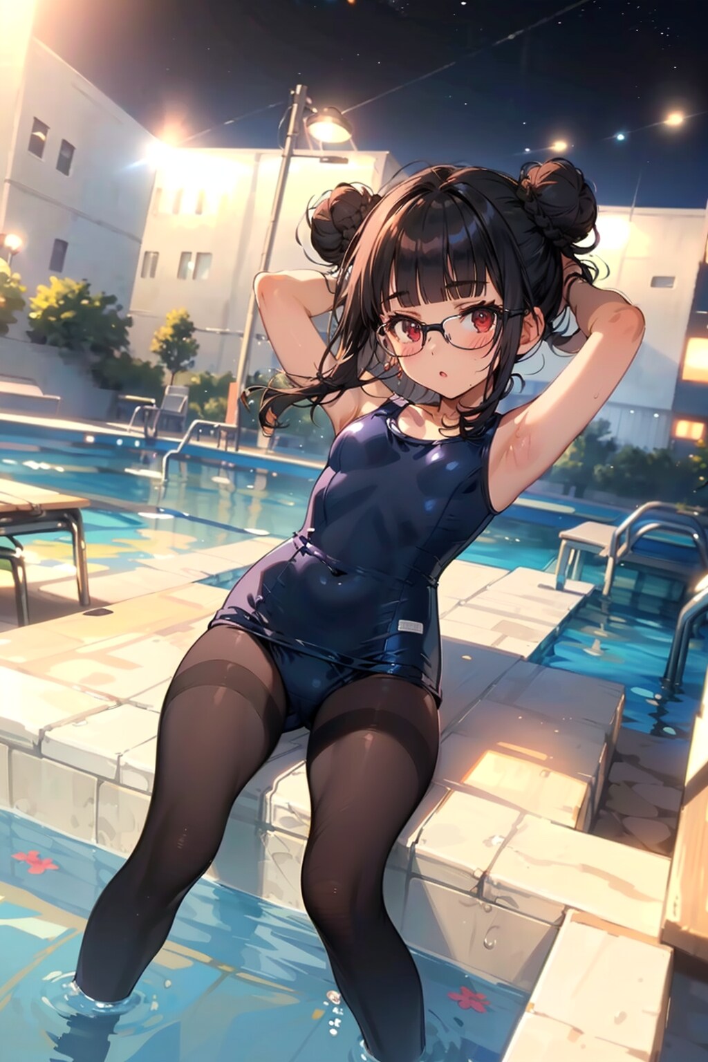 スク水タイツの眼鏡っ娘