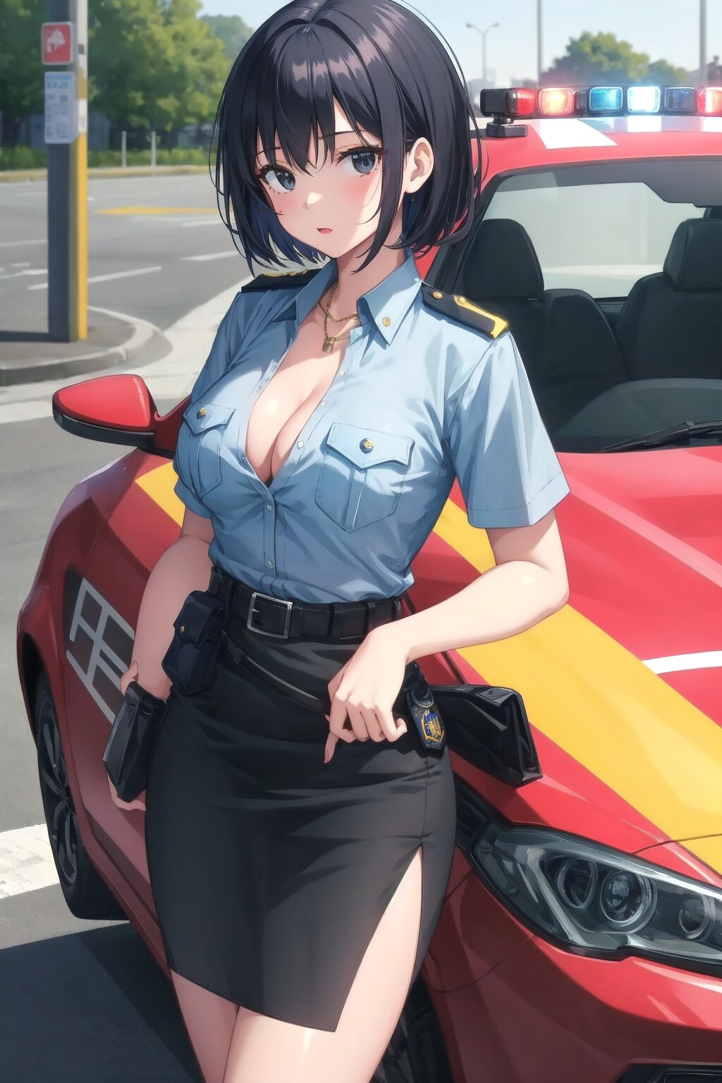 婦警さんとパトカー