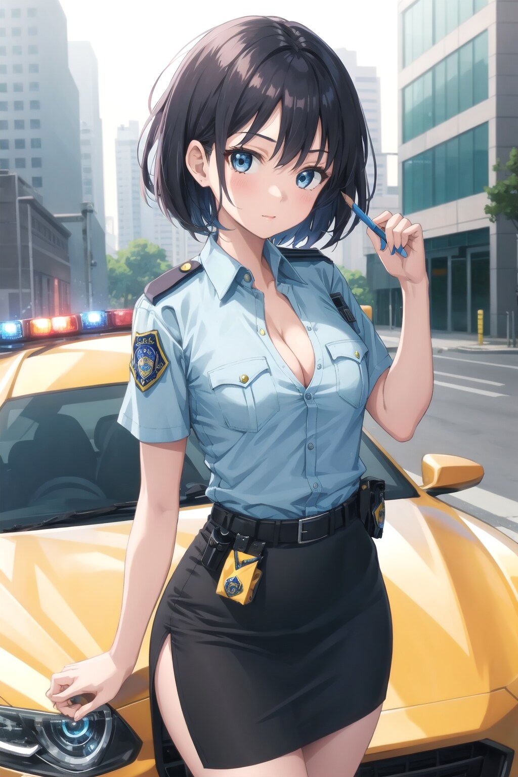 婦警さんとパトカー