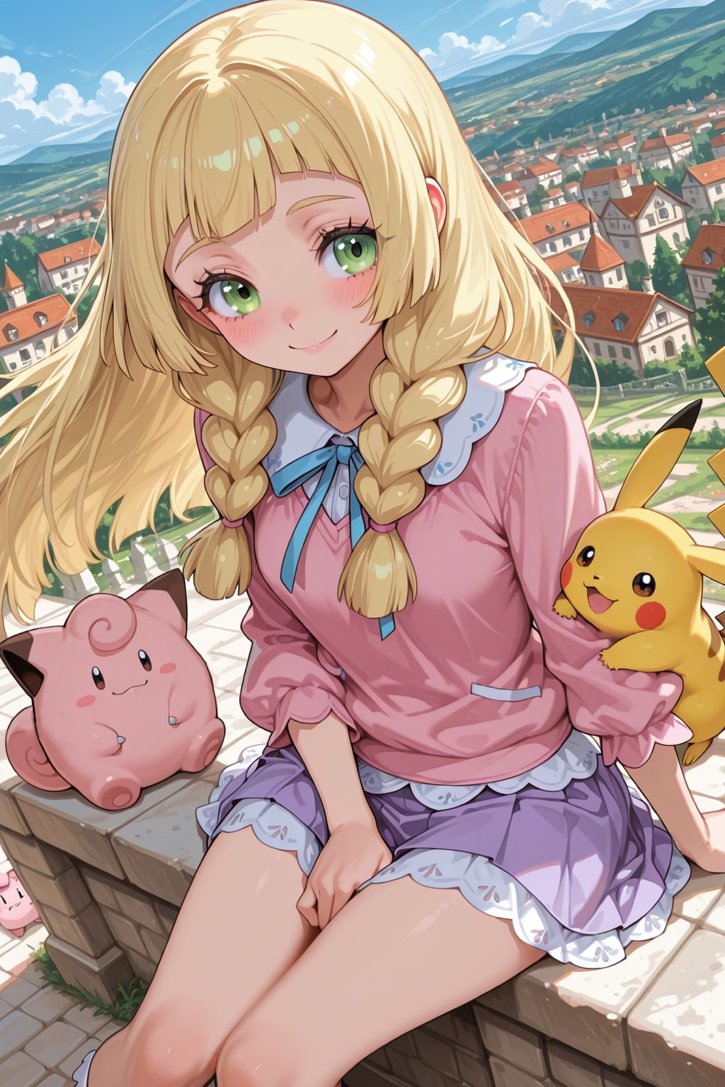 リーリエとピカチュウとピッピ