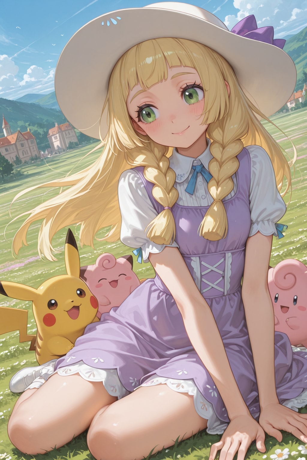 リーリエとピカチュウとピッピ