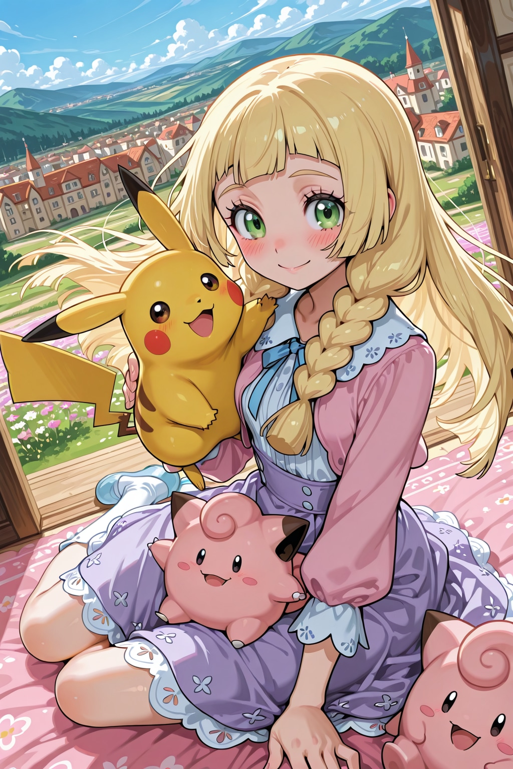 リーリエとピカチュウとピッピ