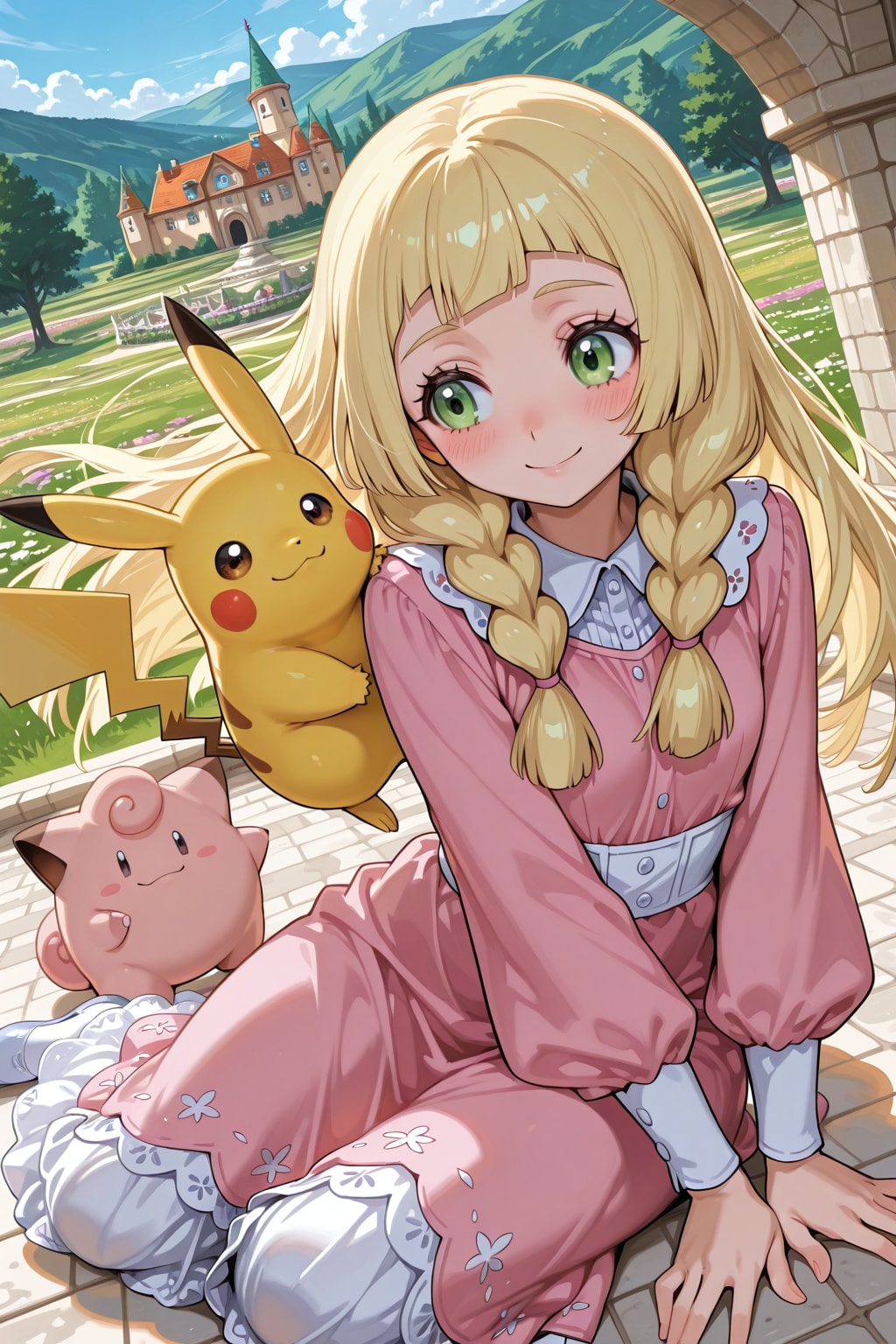 リーリエとピカチュウとピッピ