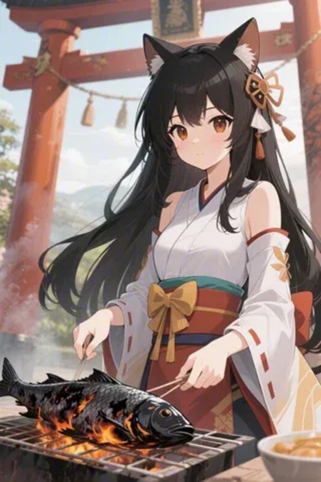 おさかにゃを焼くさくらちゃん