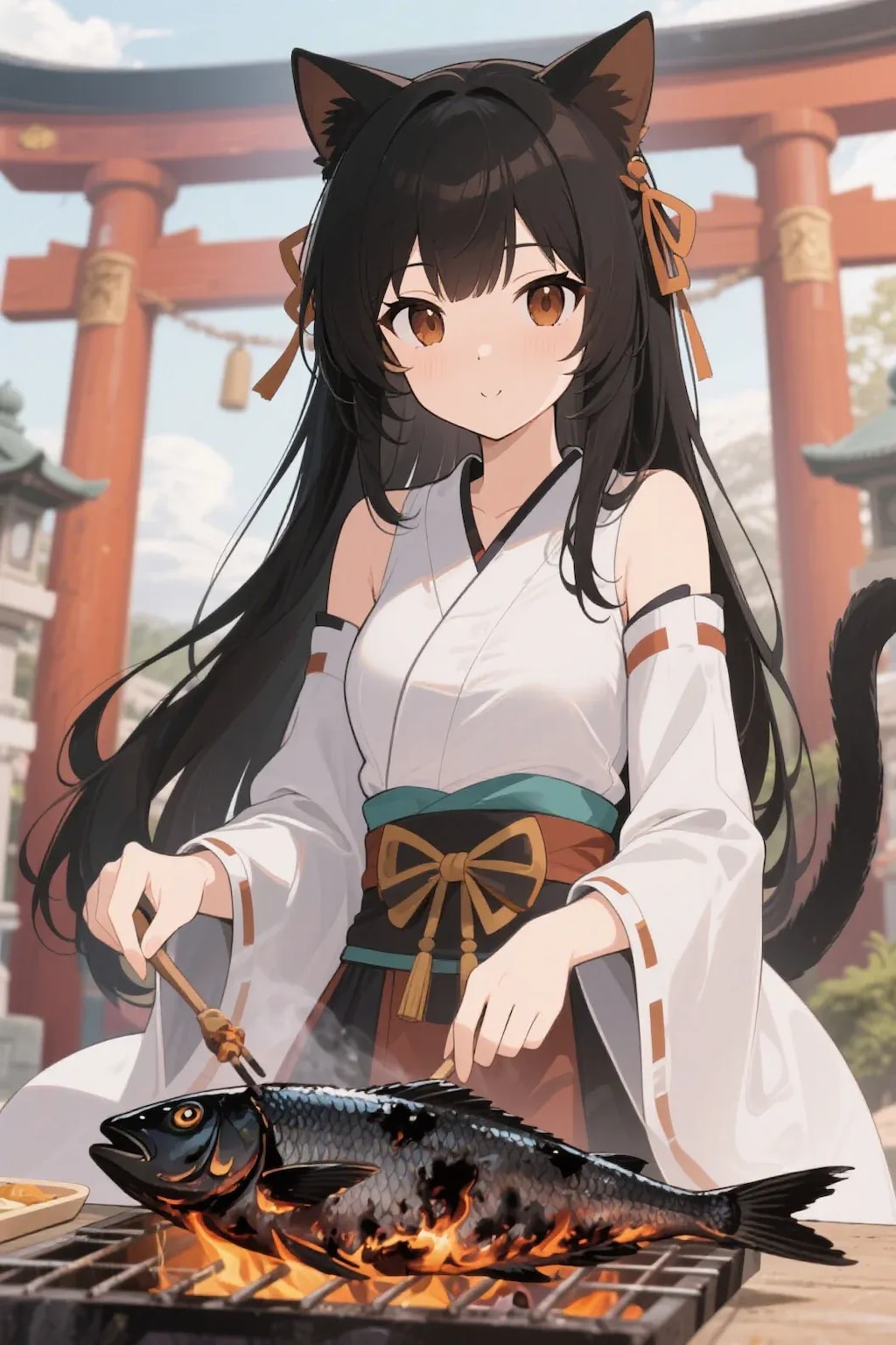 おさかにゃを焼くさくらちゃん