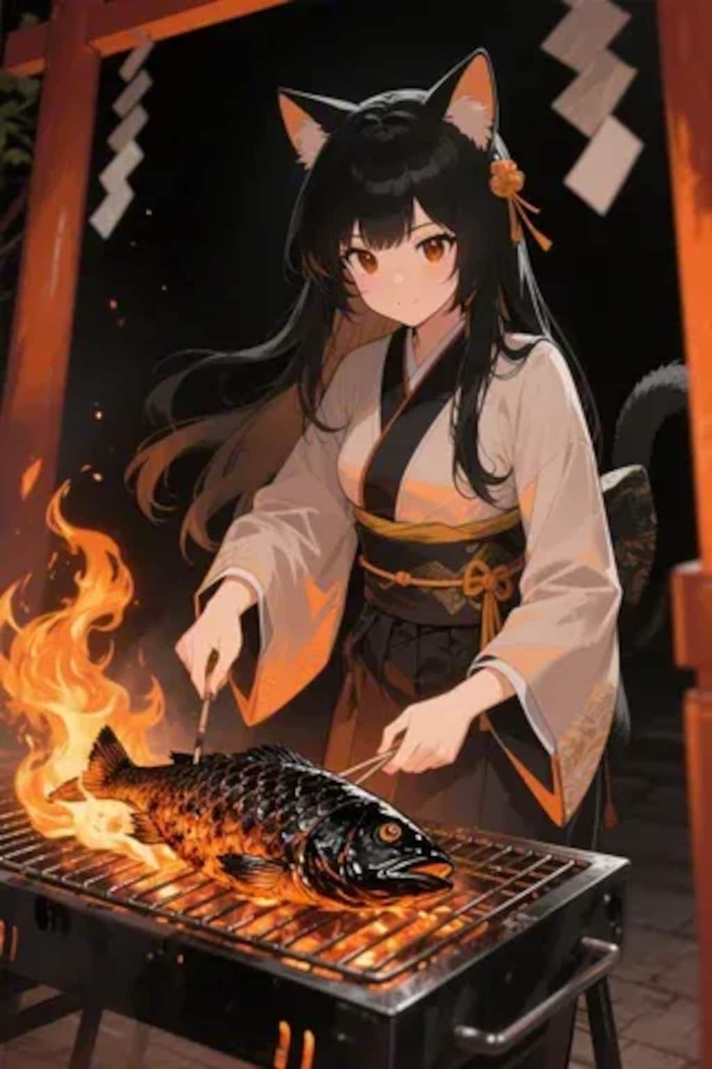 おさかにゃを焼くさくらちゃん