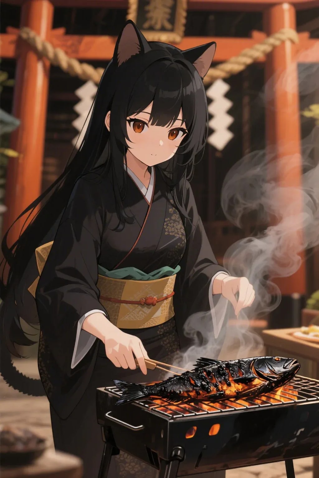 おさかにゃを焼くさくらちゃん