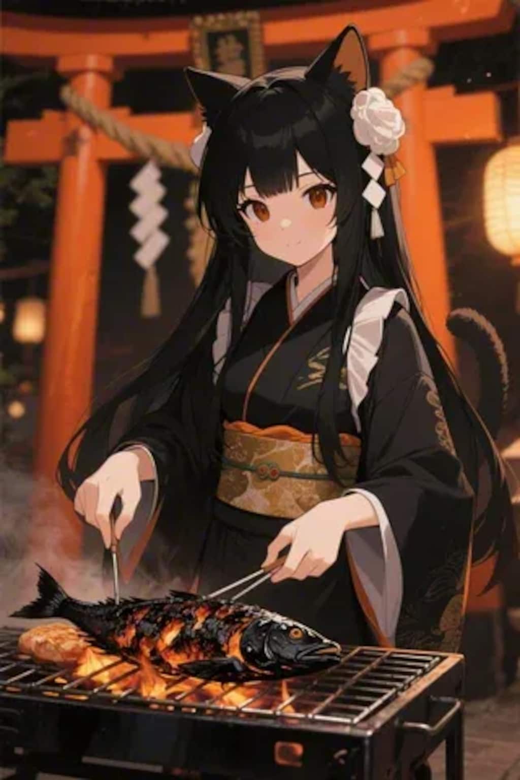 おさかにゃを焼くさくらちゃん