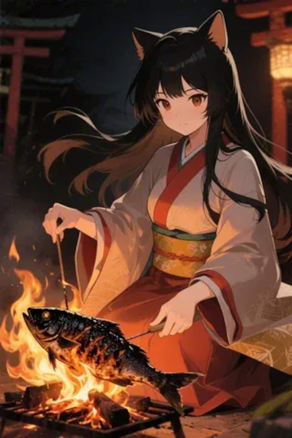 おさかにゃを焼くさくらちゃん