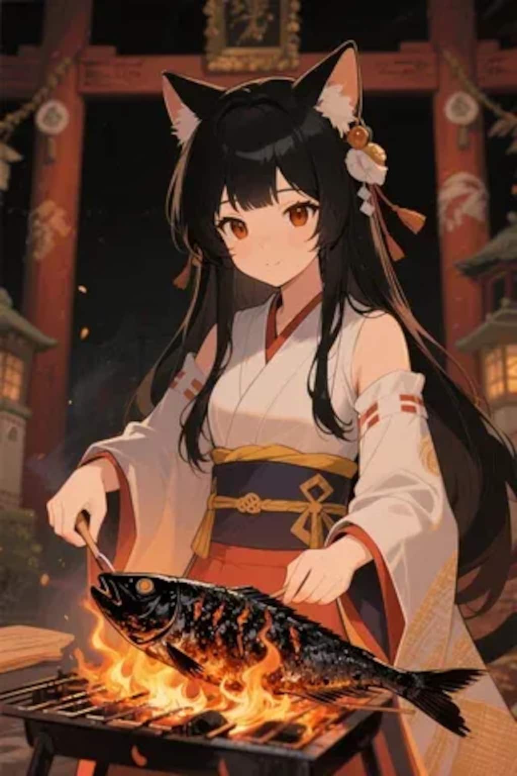 おさかにゃを焼くさくらちゃん