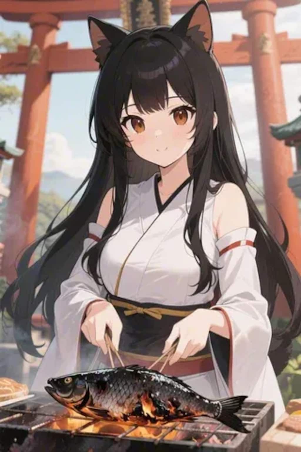 おさかにゃを焼くさくらちゃん