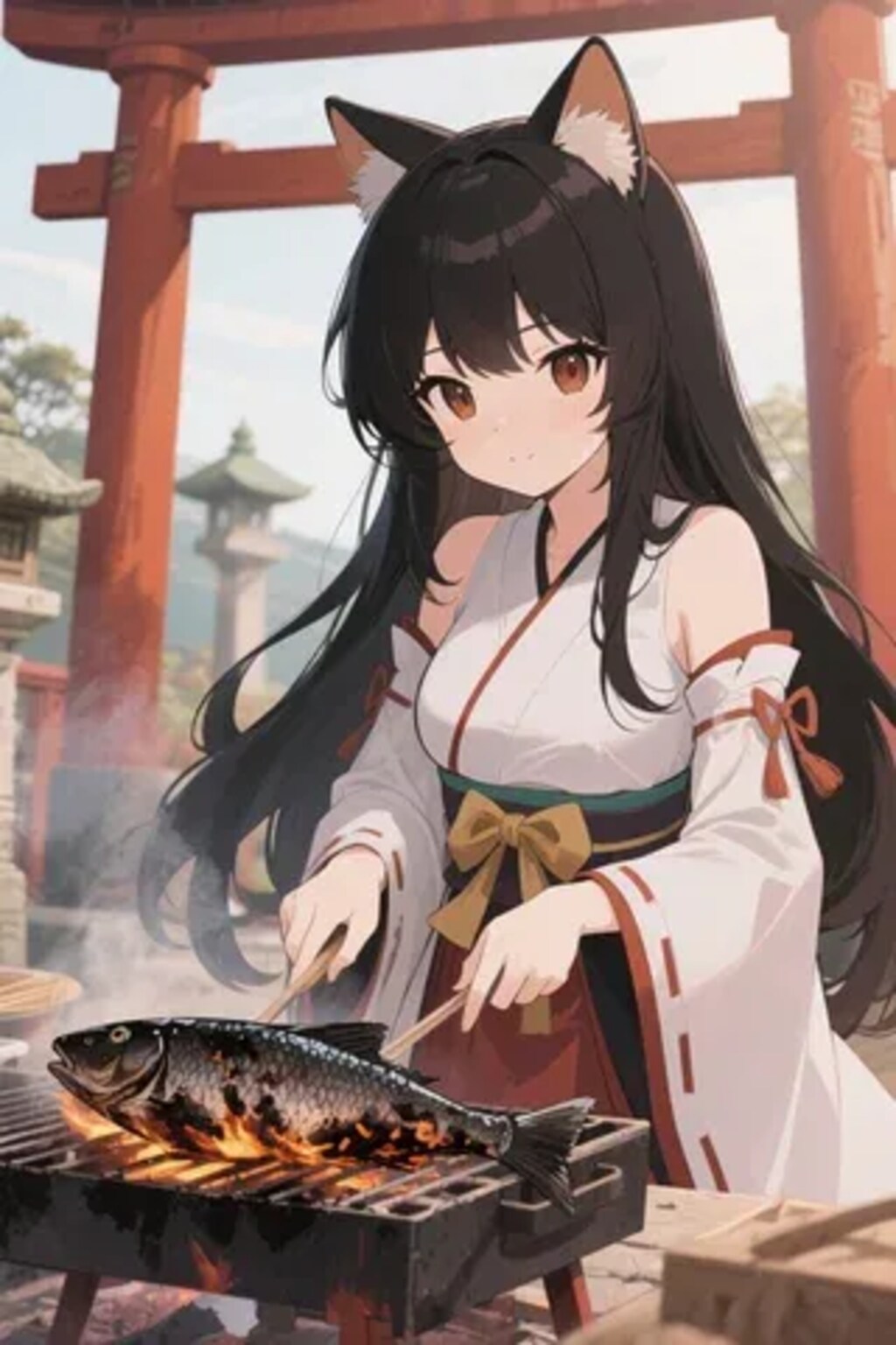 おさかにゃを焼くさくらちゃん