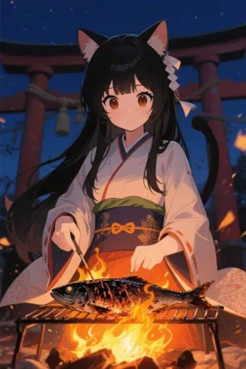 おさかにゃを焼くさくらちゃん