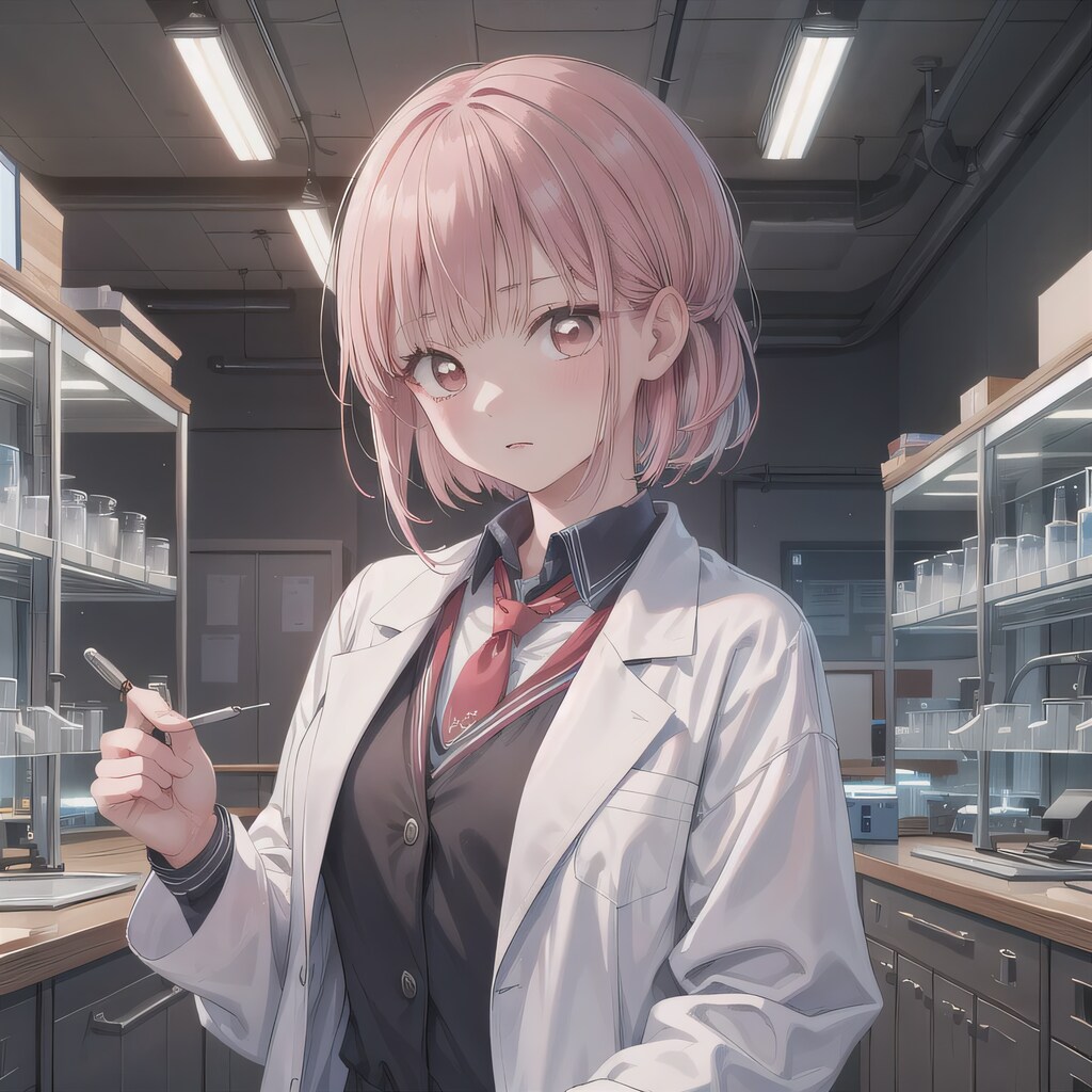 ピンク髪ボブで白衣の少女４