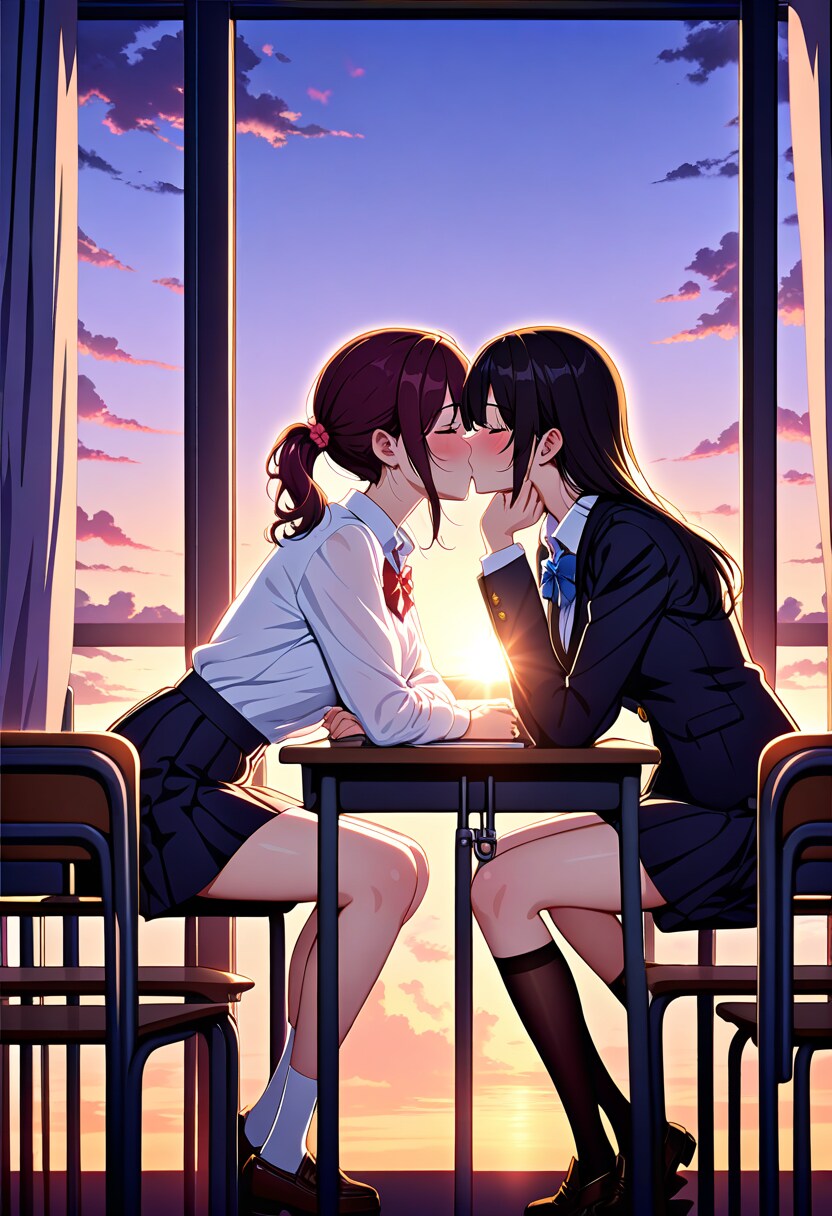 夕暮れの教室で | の人気AIイラスト・グラビア