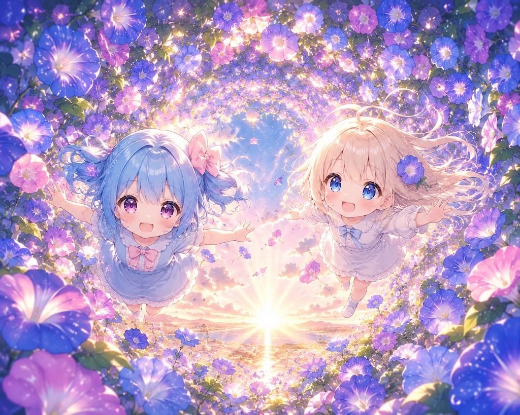 朝顔トンネルをひとっ飛び🌸☀️