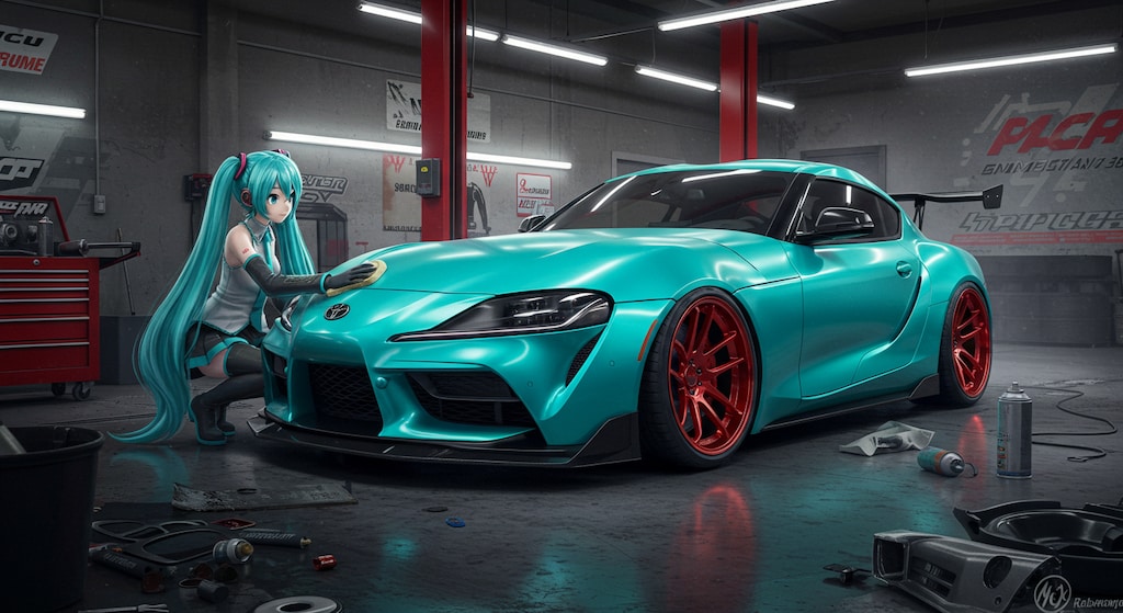 初音ミク　車お手入れ中　リメイク版