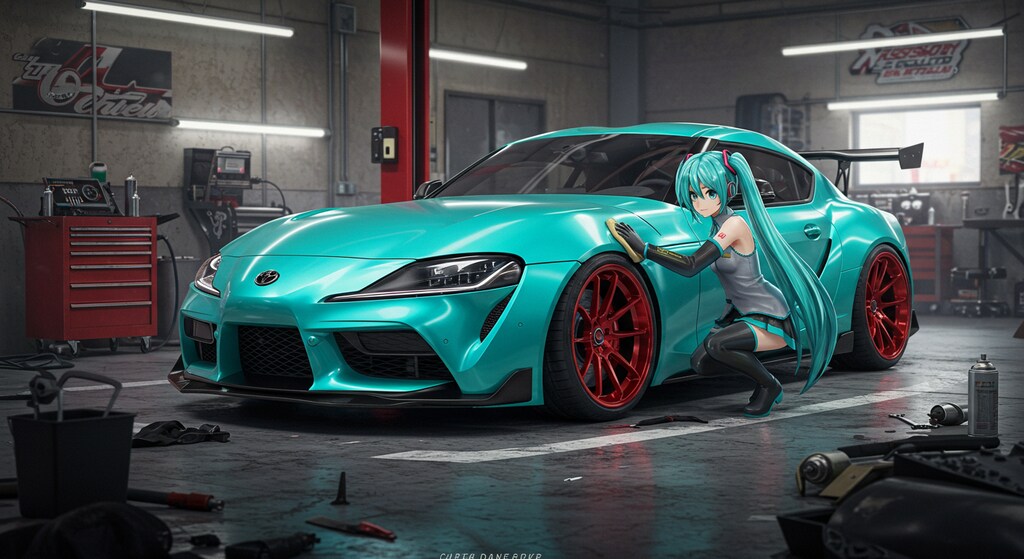 初音ミク　車お手入れ中　リメイク版