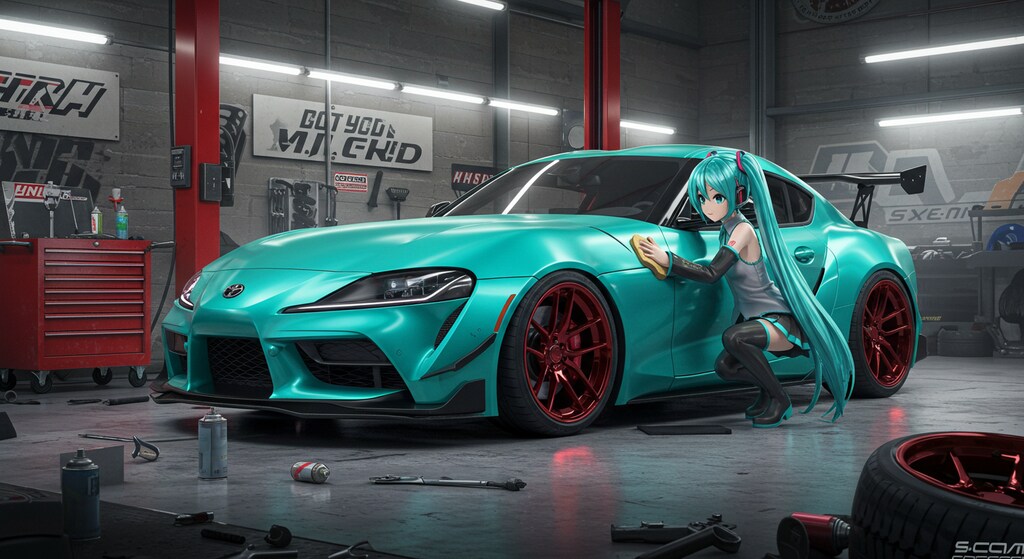 初音ミク　車お手入れ中　リメイク版