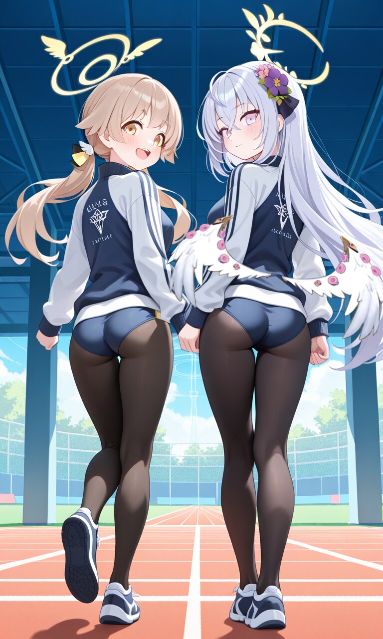 ヒフミとアズサ　寒いからタイツとジャージ5