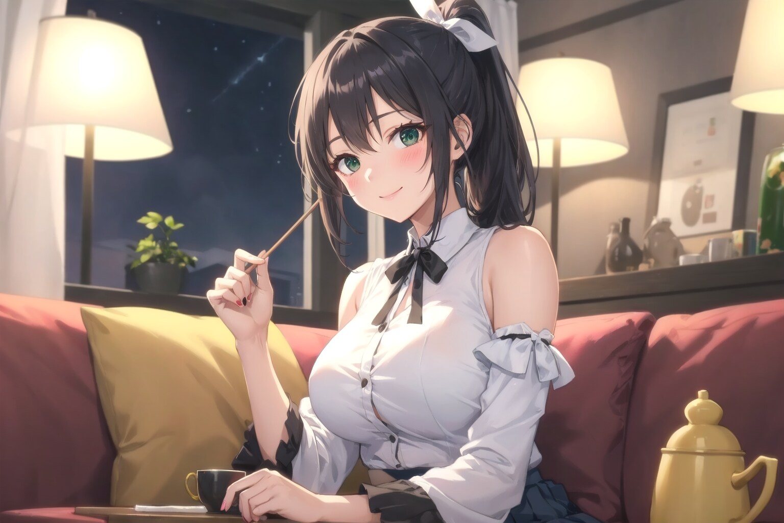 夜のお茶の時間 | の人気AIイラスト・グラビア