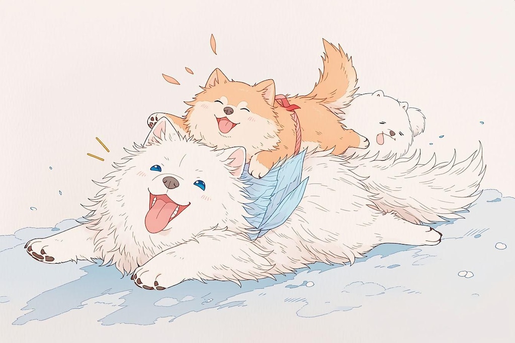 チャウチャウとサモエド犬