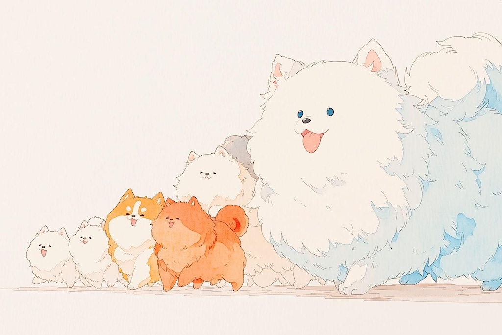 チャウチャウとサモエド犬