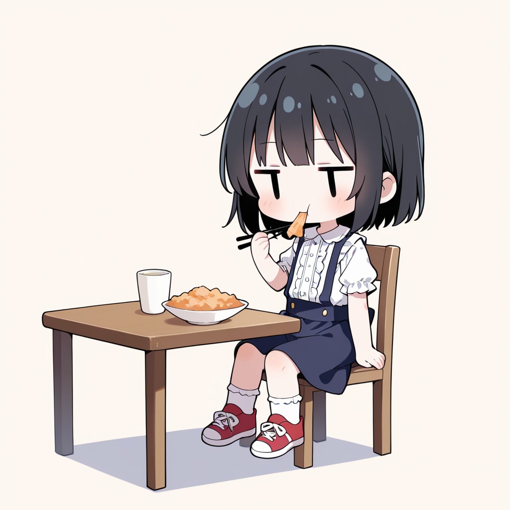 えびフライを食べる