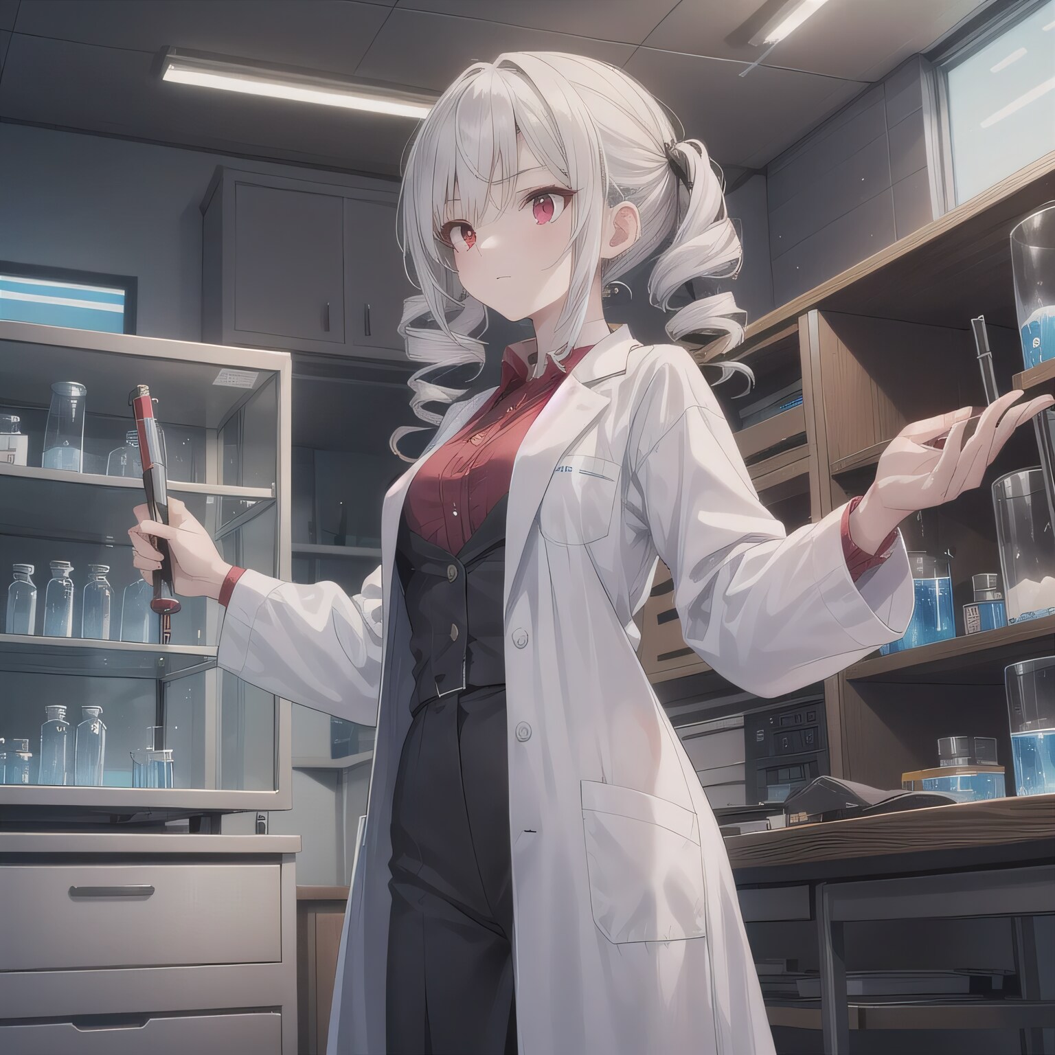 銀髪ロングで白衣の少女１５ | の人気AIイラスト・グラビア