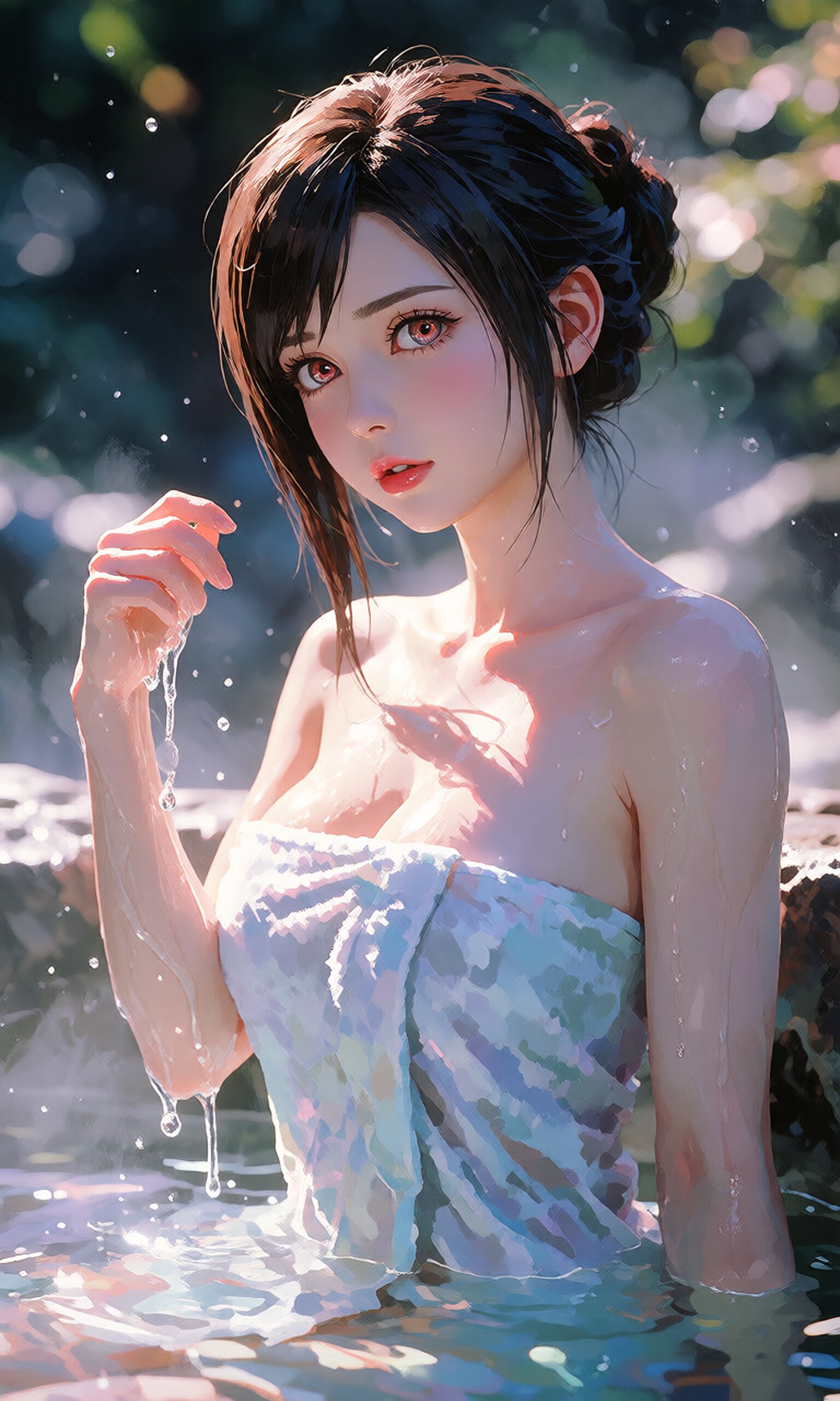 温泉に入浴中のティファさん