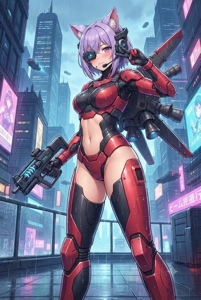 へそ出しボディのメカ娘のシス
