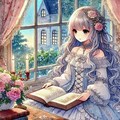 読書するお嬢様 2枚目