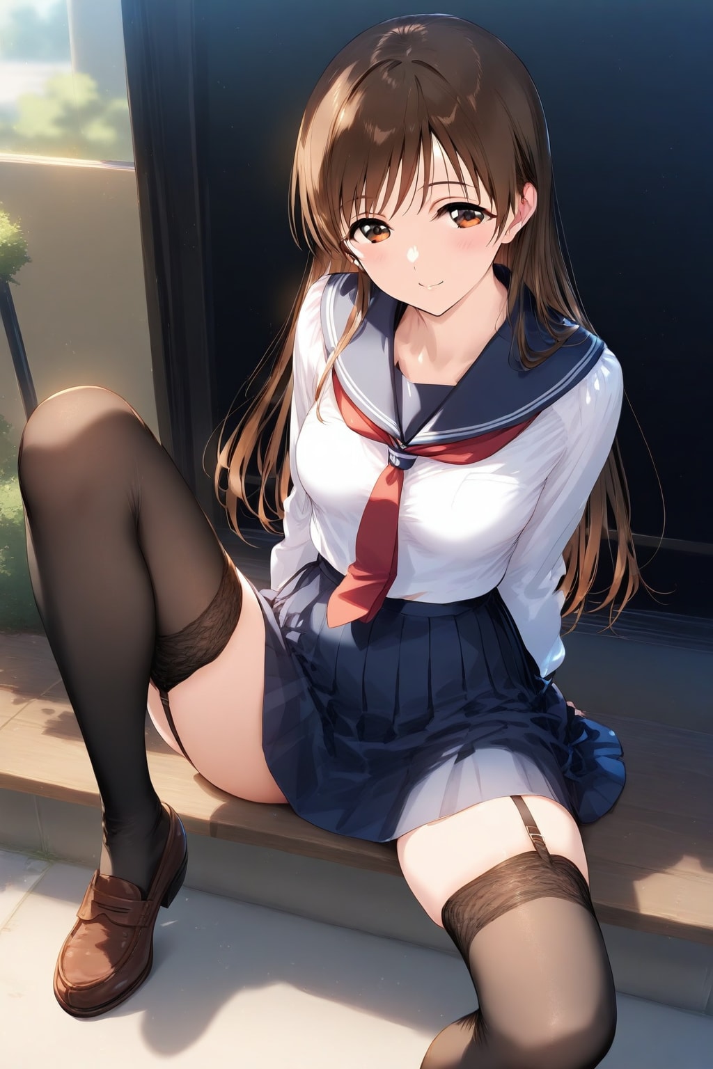 路上にて、セーラー服の新田さん
