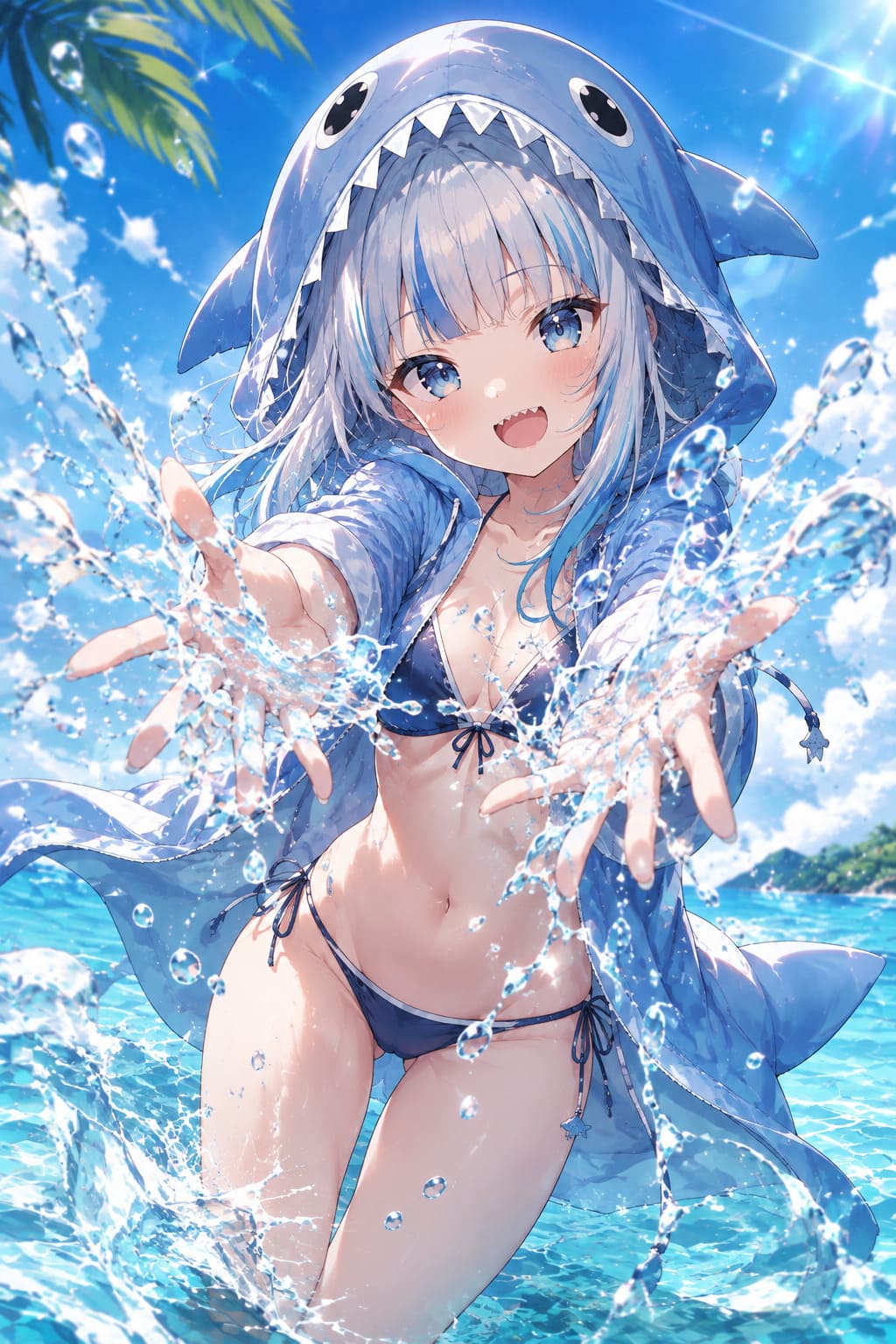 サメ娘と海