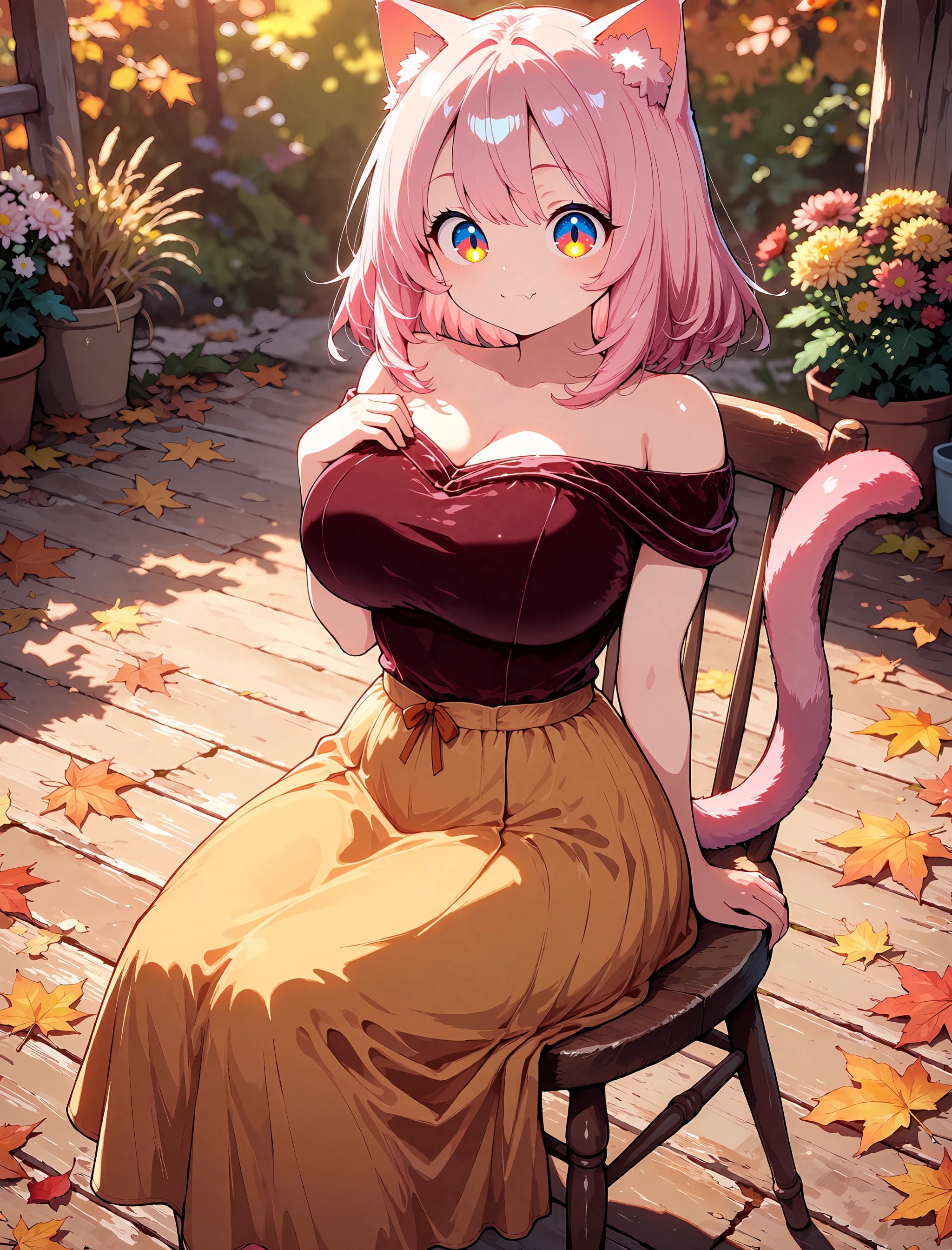 オフショルダースウィートハート・ネックラインフィットトップの猫耳さん | の人気AIイラスト・グラビア