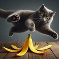 バナナの皮で転ぶ猫 3枚目
