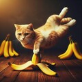 バナナの皮で転ぶ猫 4枚目