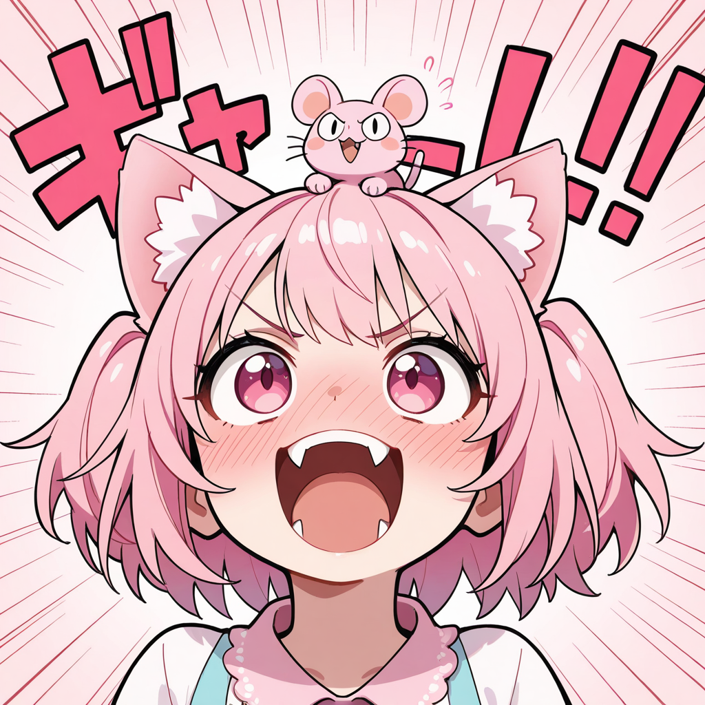 ねこの頭にねずみ！！