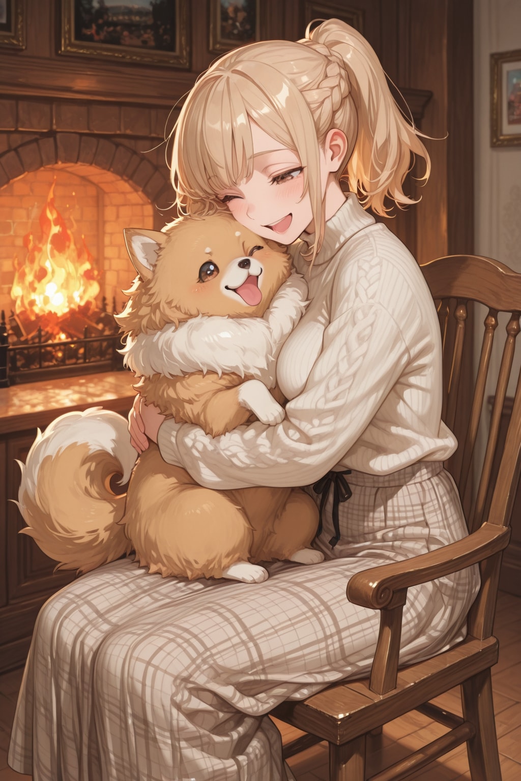 ワンコと戯れるうちのお嬢さま