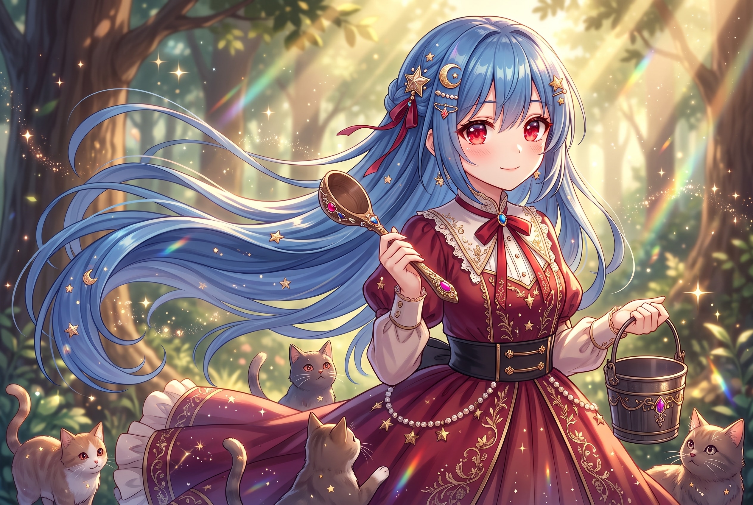 蒼髪紅瞳森影調律 | の人気AIイラスト・グラビア