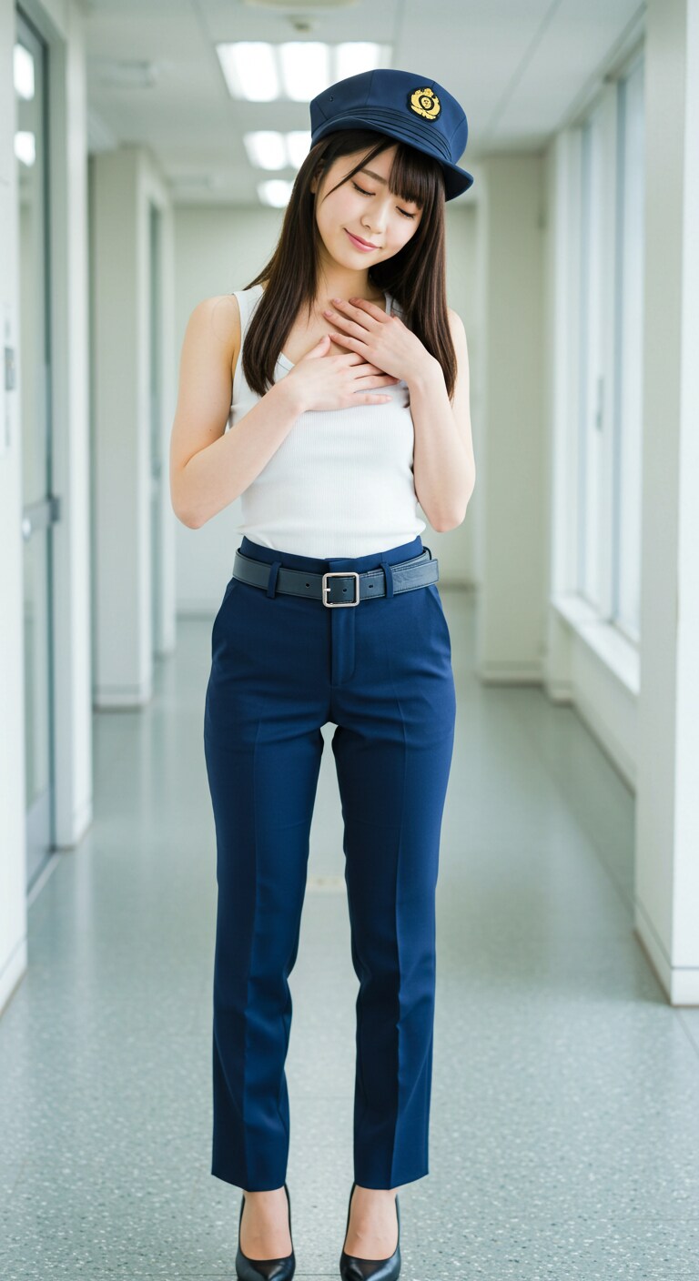 リアルかっこかわいい婦警のロマンティックな憩い