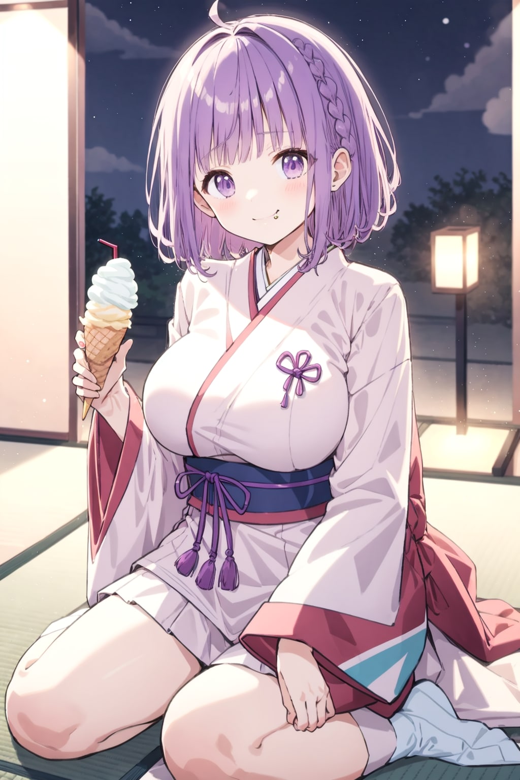 ソフトクリーム（紫髪ショートの女の子）